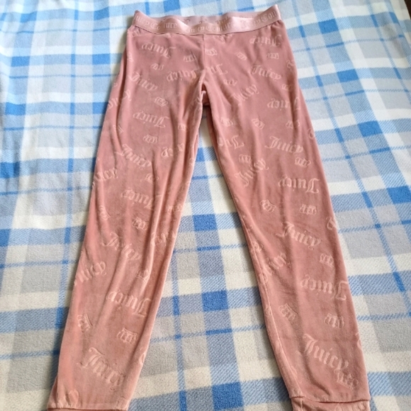 Juicy Couture Women’s Sleep/Lounge Wear M Logo Velour Pants Pink Y2K Comfort - Picture 1 of 9